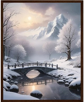 Snowy Landscape Matte Paper Wooden Framed Poster/Wall Art