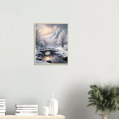 Snowy Landscape Matte Paper Wooden Framed Poster/Wall Art