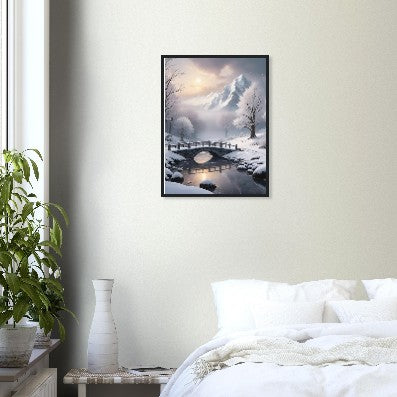 Snowy Landscape Matte Paper Wooden Framed Poster/Wall Art